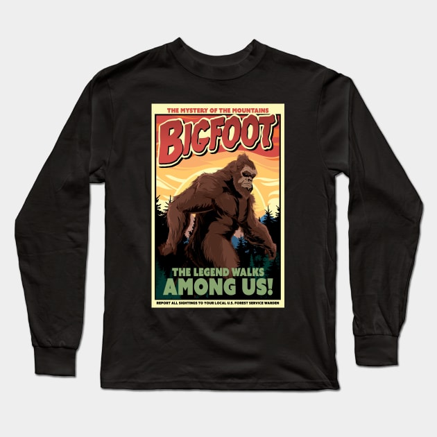 Bigfoot Long Sleeve T-Shirt by CuddleswithCatsArt